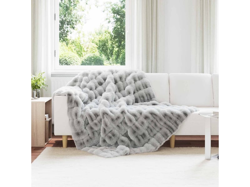  Couverture décorative, couverture antidérapante en fausse de lapin 4 pc gris shl37093  - Conforama B