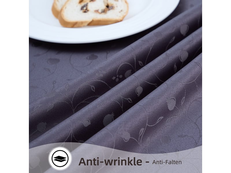  Nappe de table - 140x240 cm - nappe imperméable effet lotus et anti-taches - gris foncé  - Conforama C