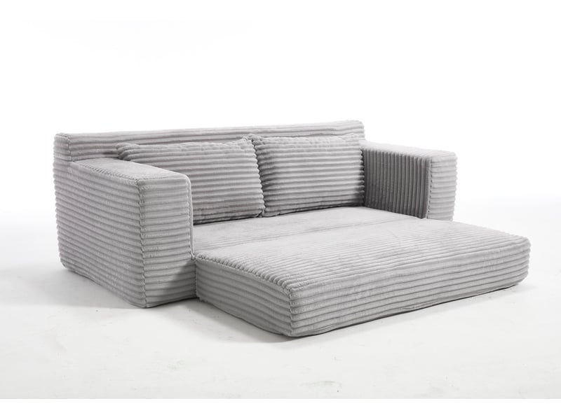  Canapé-lit tcqpz 2 places convertible 180 x 85 x 62 cm velours côtelé gris clair  - Conforama D