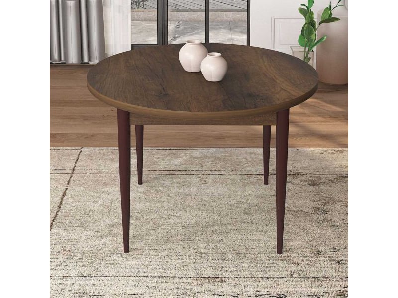  Table de repas ronde avec pieds métal tor marron  - Conforama B