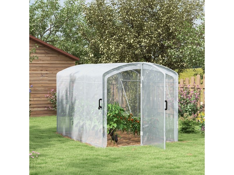 Serre tunnel accessible à pied, film transparent, structure en acier galvanisé, 3 x 2 x 2 m - Conforama C
