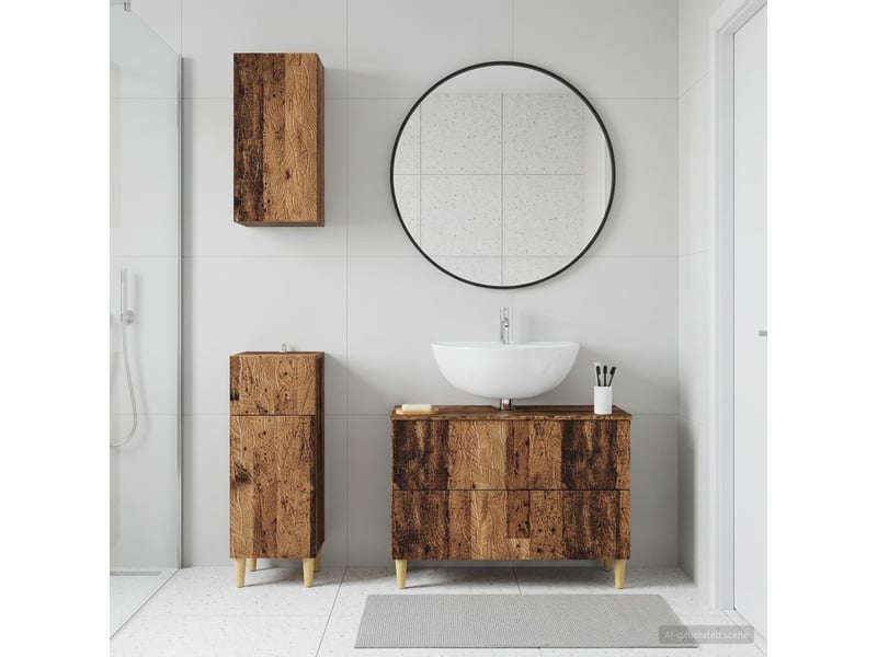  Ensemble de meuble de salle de bain 3 pièces delft bois ancien cf63374  - Conforama B