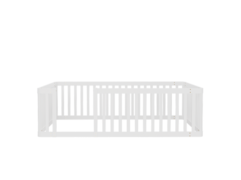 Lit enfant en bois 90x200 cm - avec barrière semi-fermée - pin - blanc (sommier et matelas non inclus)  - Conforama E