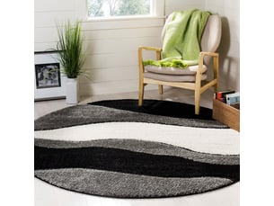 Tapis en polypropylène grisnoir, 122 cm