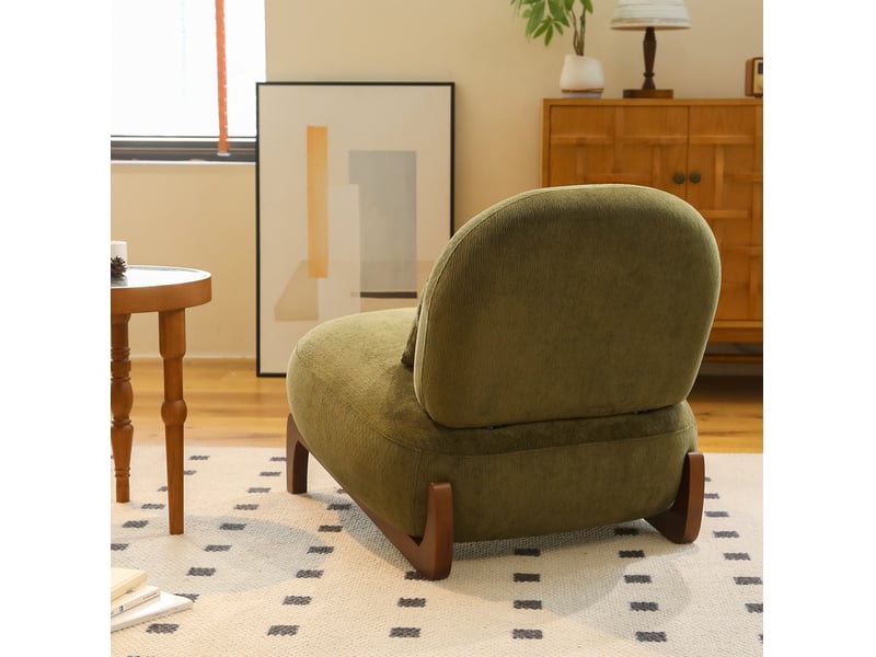  Lot de 2 fauteuils d'appoint sans accoudoirs en velours vert avec pieds en bois  - Conforama D