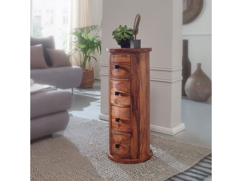  Range cd 4 tiroirs 35x35x85 cm en bois massif  - Conforama A
