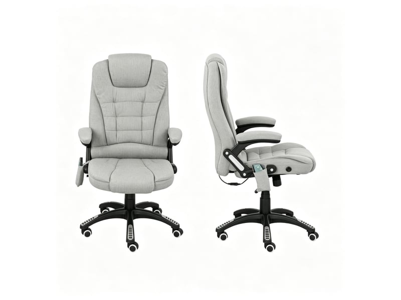 Fauteuil de bureau massant 68x72 cm chauffant réglable gris clair  - Conforama A