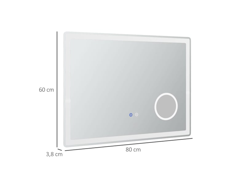 Miroir de salle de bains led 80x60 cm blanc avec grossissement x3 et antibuée - Conforama C