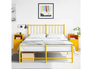 Lot de 2 table de chevet, table de nuit jaune moutarde 34,5x39x62 cm acier