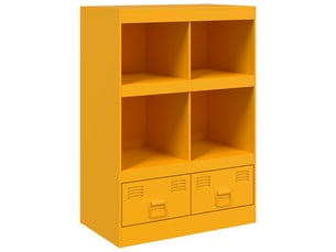 Buffet - bahut - meuble de rangement jaune moutarde 67x39x95 cm acier
