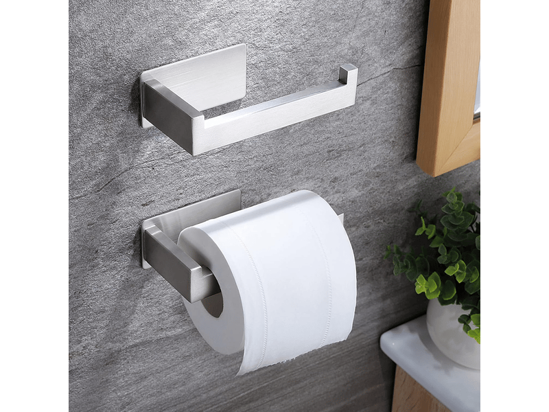  Porte-papier toilette, porte-rouleau de papier toilette adhésif, porte-papier toilette en acier inoxydable sus 304 (2 pièces, argent)  - Conforama B