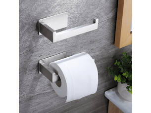 Porte-papier toilette, porte-rouleau de papier toilette adhésif, porte-papier toilette en acier inoxydable sus 304 (2 pièces, argent)