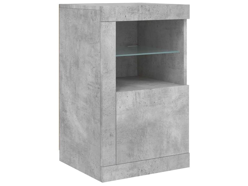  Armoire latérale, meuble de rangement avec lumières led gris béton bois d'ingénierie  - Conforama A