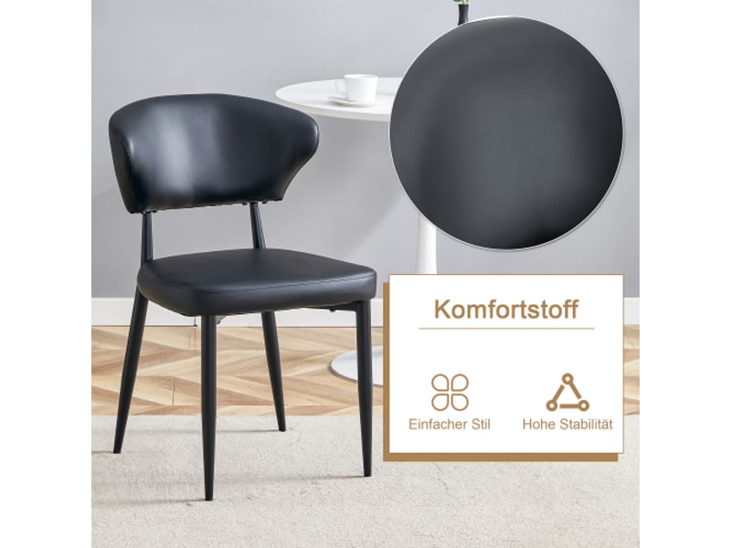  Ensemble table ronde bois 100 cm et 4 chaises noires au dossier incurvé – idéal salle à manger et cuisine  - Conforama D
