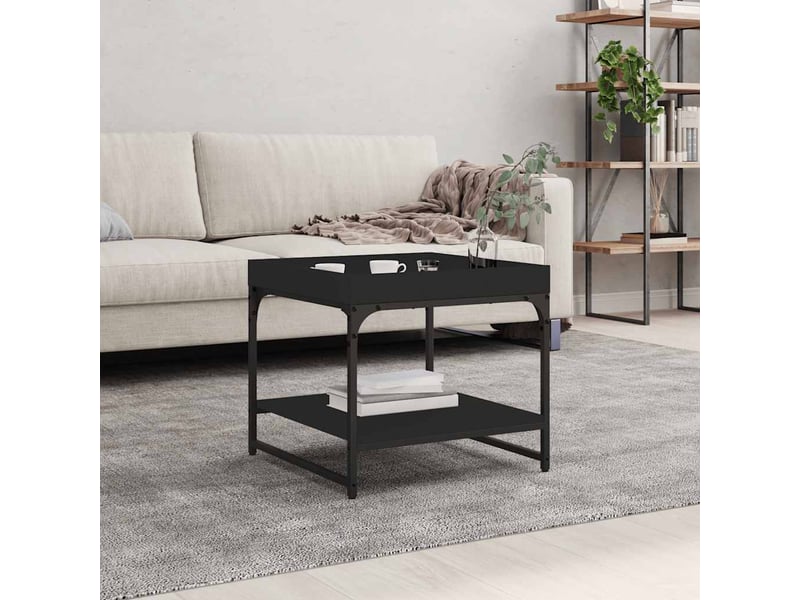  Table basse | table de salon noir 49,5x49,5x45 cm bois d'ingénierie  - Conforama B