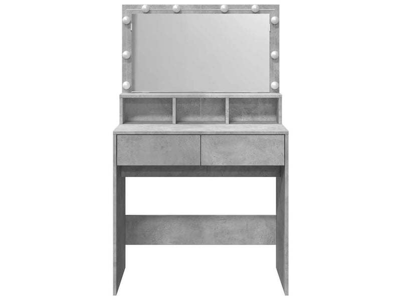  Coiffeuse, table de maquillage avec led gris béton 80x41x134,5 cm  - Conforama E