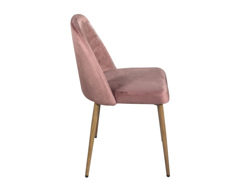  Lot de 2 chaises de salle à manger dima en velours rose avec pieds métal décor bois clair  - Conforama C