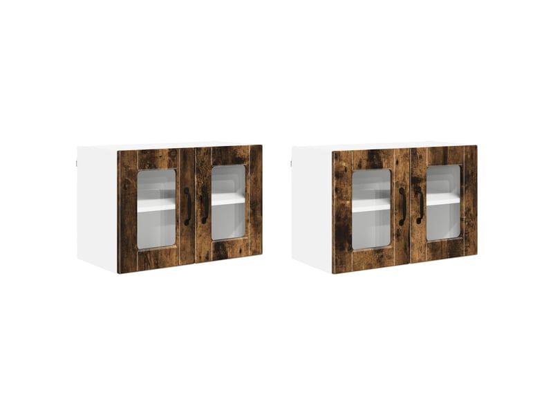 Meuble mural de cuisine, cabinet en verre mural 2 pcs chêne fumé bois d'ingénierie shl305 - Conforama A