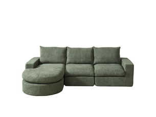 Canapé d'angle réversible fixe <strong>HAVRYA</strong> <strong></strong> 3 places Tissu vert