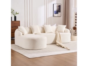 Canapé d'angle courbé avec méridienne gauche 243 x 150 cm sans montage, chenille douce