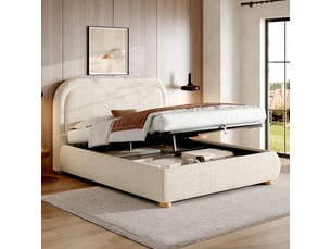 Lit coffre 140x190 cm <strong>DZMDIP</strong>  <strong></strong> coloris beige