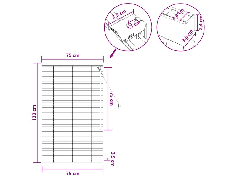 Store vénitien, store de fenêtre aspect chêne 75 x 130 cm 35 mm cf47664 - Conforama E