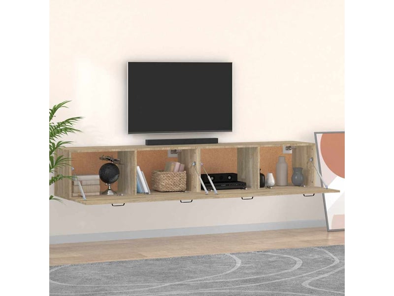  Armoires murales 2 pcs, meuble de rangement salon chêne sonoma 100x36,5x35 cm shl4297  - Conforama C