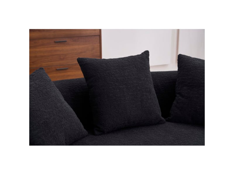  Canapé compressé 2 places, assise profonde, style contemporain, chenille, noir, coussins inclus  - Conforama R