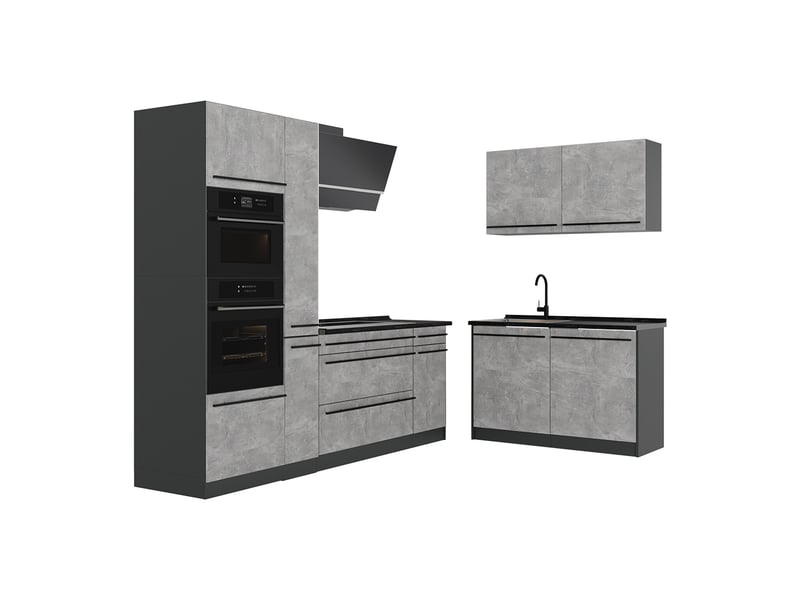  Vicco cuisine en angle, bétonanthracite, 230 x 120 cm plan de travail anthracite  - Conforama A