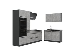 Vicco cuisine en angle, bétonanthracite, 230 x 120 cm plan de travail anthracite
