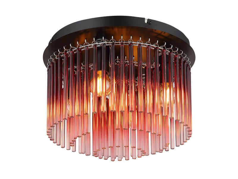  Globo gorley plafonnier noir mat, abat-jour en verre mûre, 5 ampoules e14  - Conforama A