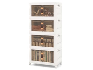 Lot de 1 armoire empilable avec 4 bacs de rangement 49,5 x 31,5 x 112,5 cm accès facile moderne en pp blanc 20_0010264