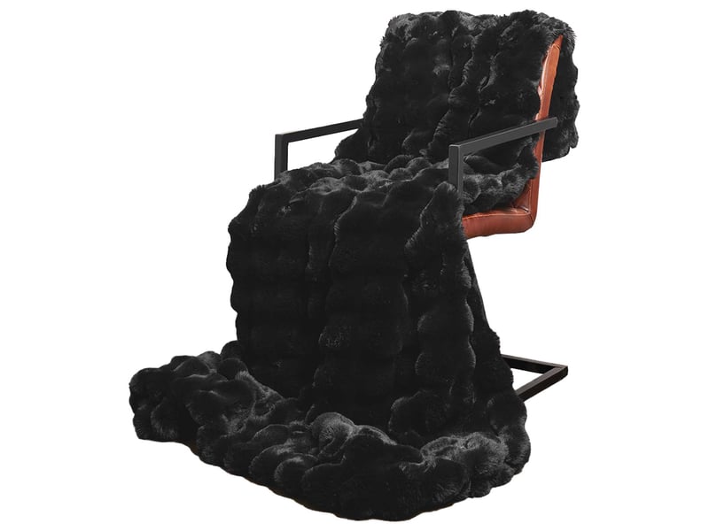  Couverture décorative, couverture antidérapante en fausse de lapin 4 pc noir shl21907  - Conforama C