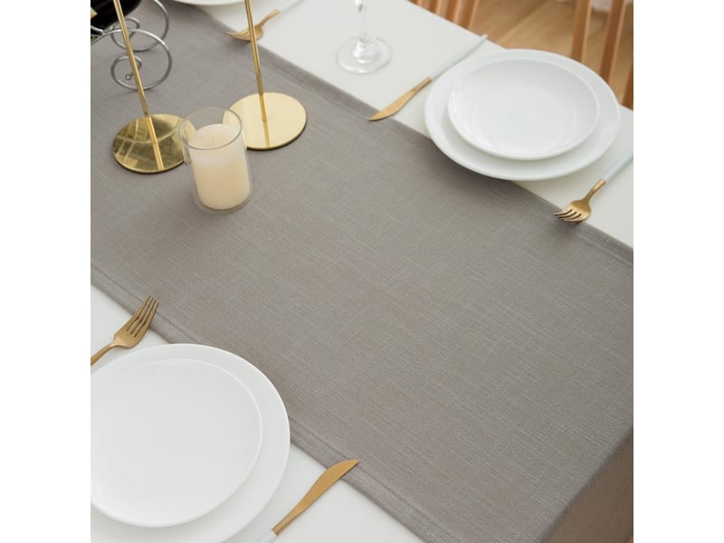  Chemin de table élégant - 40x160 cm - effet lin déperlant et imperméable - gris clair  - Conforama C