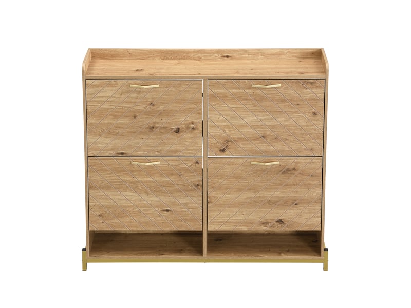  Meuble à chaussures 4 portes en mdf effet bois, placard rangement chaussures pour entrée, dimensions 108,5 x 24 x 100 cm  - Conforama A