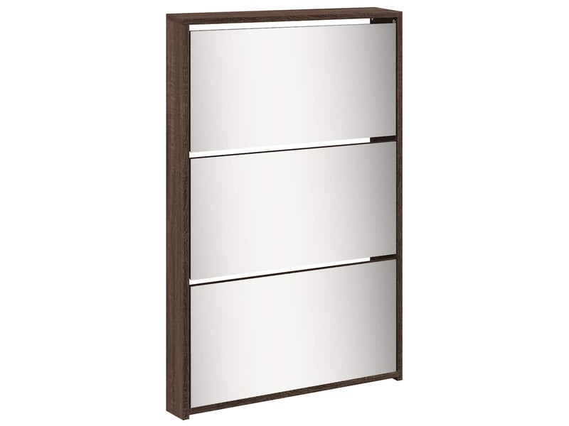  Meuble à chaussure, armoire à chaussures miroir 5niveaux chêne marron 63x17x169,5cm  - Conforama D