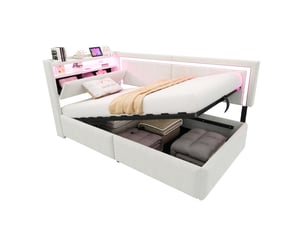 Lit coffre 90x200 cm coloris beige