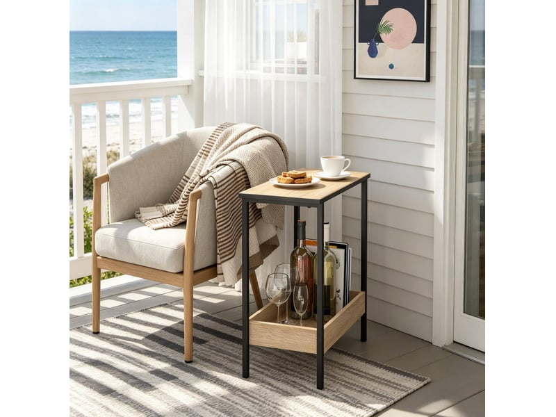  Table basse avec 2 niveaux de rangement, étagère à rebords, structure métal, pour salon et entrée 50 × 25 × 55 cm  - Conforama E