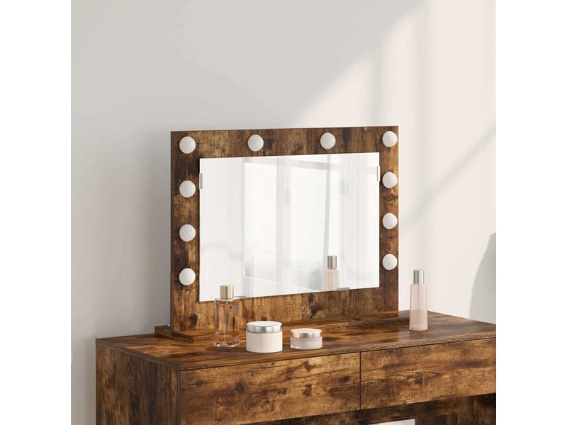  Miroir de vanité, miroir de coiffeuse chêne fumé 60 x 45 x 18 cm rectangulaire cf62757  - Conforama B