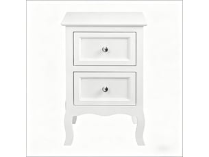Table de chevet avec 2 tiroirs et poignées métal pour chambre en mdf 40×30×60 cm blanche