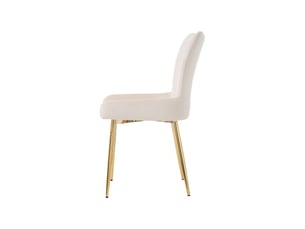 Lot de 4 chaises de salle à manger en velours beige, pieds en métal doré