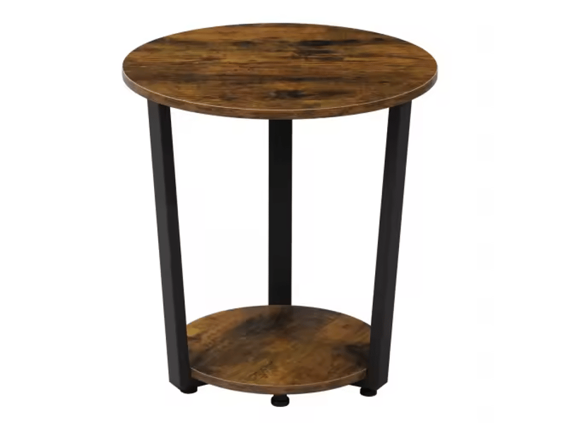  Table d’appoint ronde avec 2 étagères, petite table basse et porte-plantes pratique  - Conforama A
