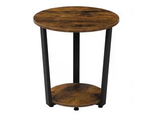 Table d’appoint ronde avec 2 étagères, petite table basse et porte-plantes pratique