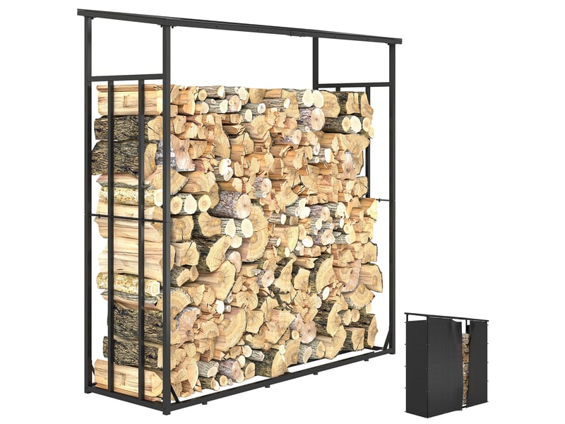  Abri-bûches extérieur avec protection imperméable, 1,7 m³, 185 x 62 x 184 cm, noir  - Conforama A