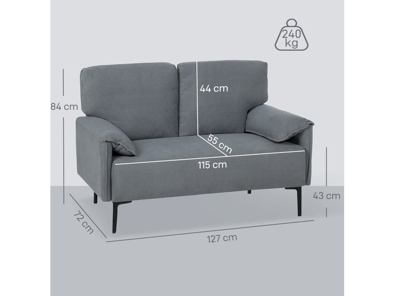  Canapé 2 places modenvie en velours gris 127 x 72 x 84 cm pieds métalliques  - Conforama C