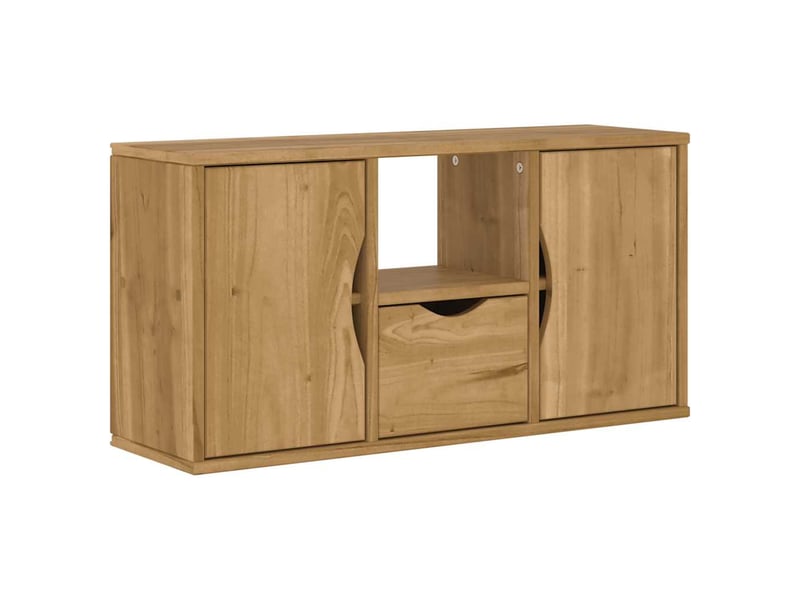  Lot de 5 meubles tv modulaires rangement 79 x 24 x 40 cm en bois de pin massif miel 02_0055986  - Conforama D