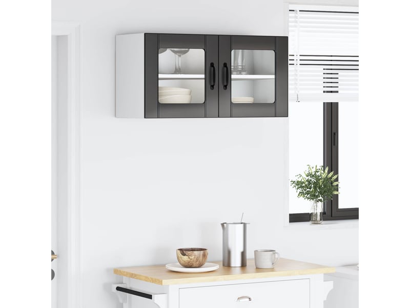  Cabinet de verre mural porto noir 80x31x40cm  - Conforama D