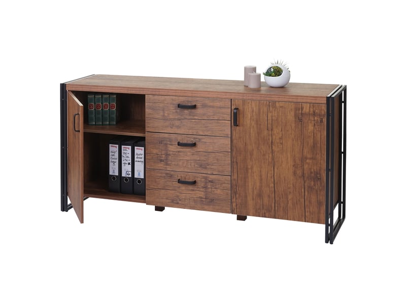  Buffet hwc-a27, commode bahut armoire 80x160x40cm structure 3d - chêne sauvage  - Conforama B