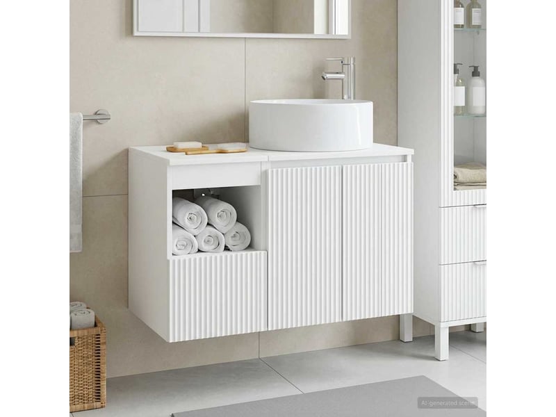  Ensemble de mobilier de salle de bain 2 pc blanc cf63995  - Conforama B