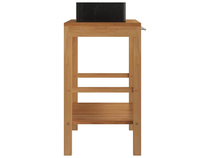 Armoire de toilette en teck solide avec lavabo en marbre noir cf65589 - Conforama D